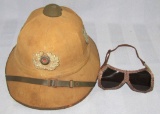 1st Pattern German Soldier Tropical Pith Helmet With Wreath Device-Goggles
