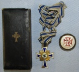 Cased Mother's Cross In Gold-Full Ribbon By Juncker-Maltese Cross Cane Topper