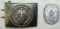 2pcs-Stamped Steel Hitler Youth Buckle With Scarce maker RZM M4/23 (Dr. Franke)-Jugenfest Badge