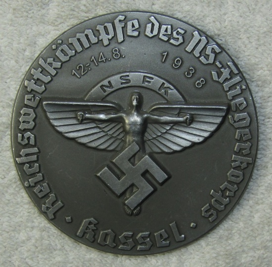 NSFK Large Round Table Medallion Award For Flight Competition-Kassel Aug. 12-14th 1938