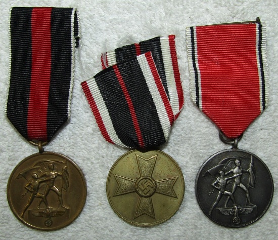 3pcs-Pre/Early WW2 Austrian/Czech Annex Medals-War Merit Cross 3rd Class