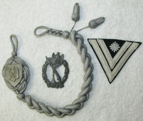 3pcs-Heer 7th Grade Marksman lanyard-Silver Infantry Assault Badge-Rank Stripe For Stabsgefreiter