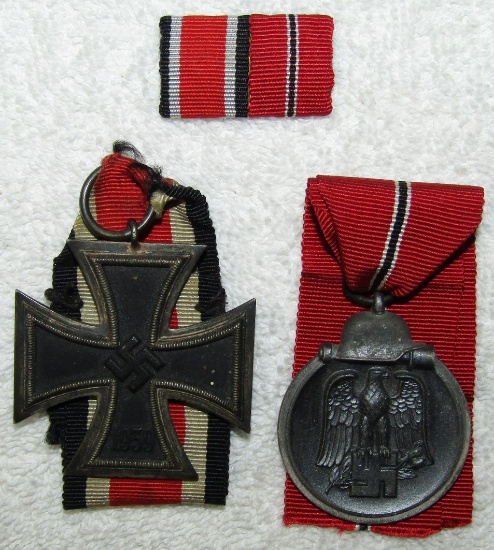 2pcs-Iron Cross 2nd Class-Eastern Front Medal-2 Place Ribbon Bar