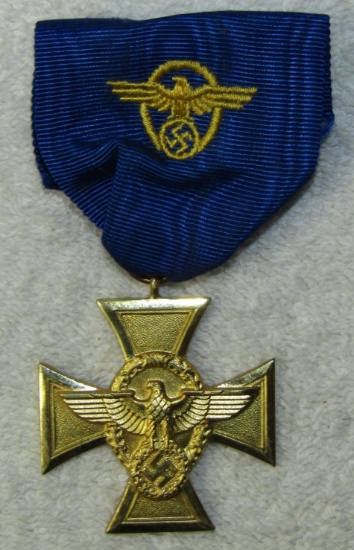 25yr Nazi Police Long Service Medal With Ribbon
