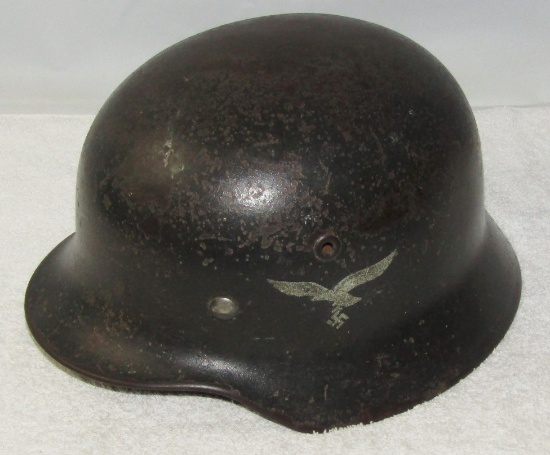 M40 Luftwaffe Single Decal Helmet W/Liner-Late War Reissue W/Rare Subdued Decal?