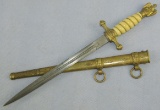 Kriegsmarine Officer's Dress Dagger With Lightning Bolt Scabbard-Plain Blade Variant