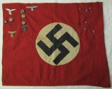 Ww2 Vet Bringback-Small NSDAP Banner With Vet Applied Insignia