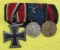 3 Place Parade Medal Bar-EK 2, Luftwaffe Service & Sudetenland Medals