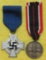 2pcs-25yr Faithful Service And 3rd Class War Merit Cross W/O Swords Medals