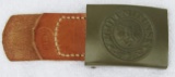 Minty Unissued Wehrmacht Tropical Finish Belt Buckle W/Leather Tab-