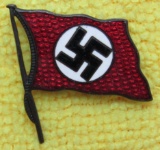 Scarce NSDAP Enameled Flag Pin-Nice Patina