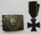 2pcs-WW1 German Soldier EM Belt Buckle-Prinzen Size One Piece Iron Cross 2nd Class