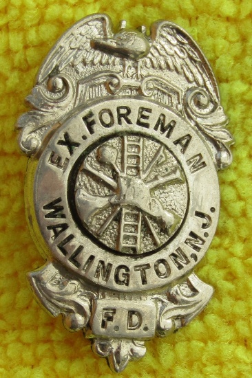 Ca. 1920-30's Wallington, New jersey Fire Dept. Ex. Foreman Badge