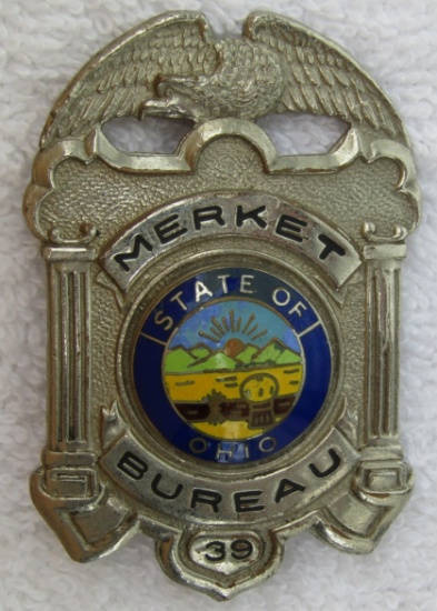 Scarce 1960-70's State Of Ohio Merket Bureau (Private Investigator) Badge-Numbered