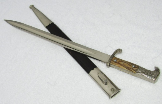 Long Model Stag Grip Police "Bayonet" With Scabbard-Eickhorn-Matching Unit Numbers