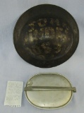 WW1  Mark I British Brodie ID Painted Helmet-U.S. Officer Named WW1 Mess Kit-Note From Family