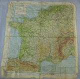 Rare Original WW2 Period Silk Cloth D-Day Invasion/Escape Map-Normandy Coast-Dated Mar. 1944