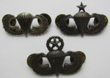 3pcs-Vietnam War Period/Later Sterling Hallmarked Paratrooper Wings