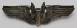 WW2 U.S. Army Air Force Full Size Air Gunner Wings Reverse W/Engraved Dedication-Sterling