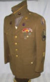 WW2 6th Cavalry Regiment Class A Uniform Jacket/Cap- Rare Theater Made Insignia-Vet Attributed
