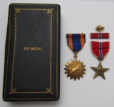 WW2 USAAF Air Medal Full Wrap Brooch/Issue Case-Bronze Star Medal With Slot Brooch