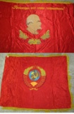 Cold War Era Russian Soviet Commander's Double Side Banner W/Original Paper Issue Tag