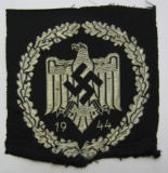 1944 Dated NSRL Bevo Embroidered Sports Patch In Silver