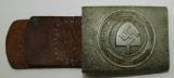 WW2 German RAD Belt Buckle With Leather Tab For EM-Hermann Aurich-1937 Dated