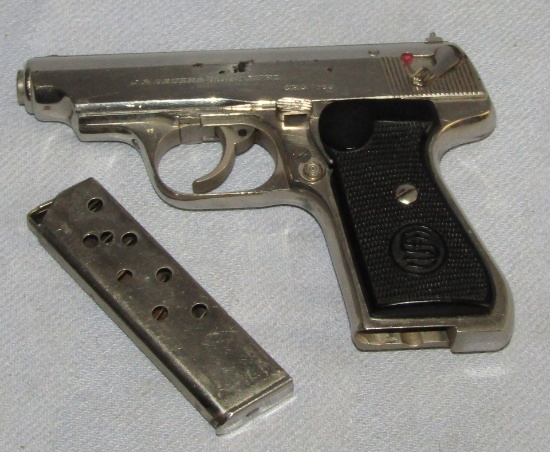 Wehrmacht Proofed Sauer & Sohn Model 38H Pistol-Late War Variant-Nickel Finish