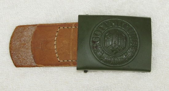 Excellent Condition Wehrmacht Belt Buckle With Leather Tab-"C.W. MOTZ & CO. 1941"