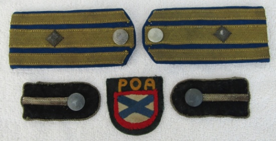 Wehrmacht Russian Liberation Army-POA Sleeve Shield-Rare Russian Collar Tabs/Shoulder Boards