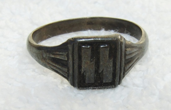 WW2 Period German Elite Soldier's SS Signet Sterling Ring .925