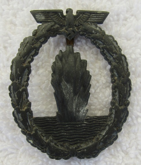 WW2 Kreigsmarine Minesweeper Badge-Late War Unmarked Example-Attributed To Foerster & Barth