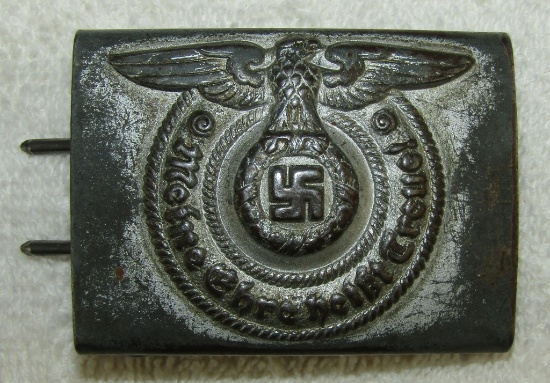 Mid War Steel SS Buckle For EM-Rare To Find Maker Marked "RZM 36/42 SS" Overhof & Cie