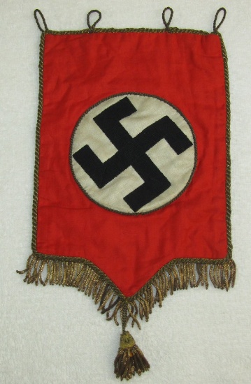 Multi Piece Silk NSDAP Banner-Double Sided-Gold Bullion Fringe/Accents-Excellent Display Size