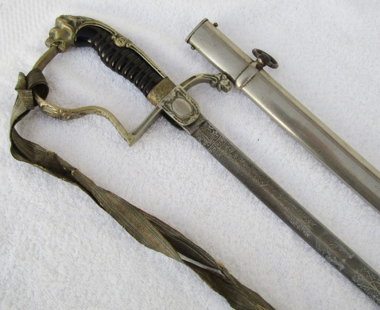 Ca. Late 1800's Saxony Army Officer's Sword W/Portepee/Engraved Blade-Albert Of Saxony Monogram
