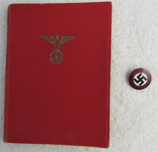 Scarce WW2 Period NSDAP Ausweiss/Membership Booklet W/Early Party Pin