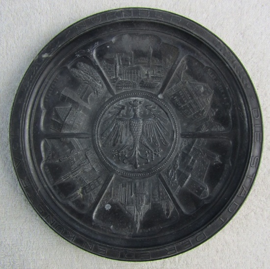 Circa 1935 Nurnberg Pewter Commemorative Plate-Has Reverse Hanger
