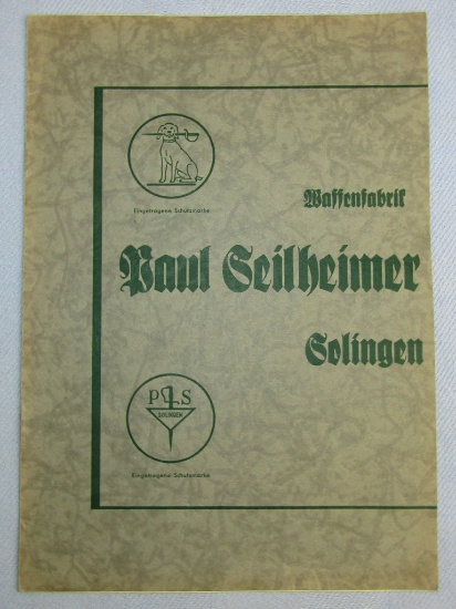 Early Third Reich Edged Weapons Catalog By PAUL SEILHEIMER
