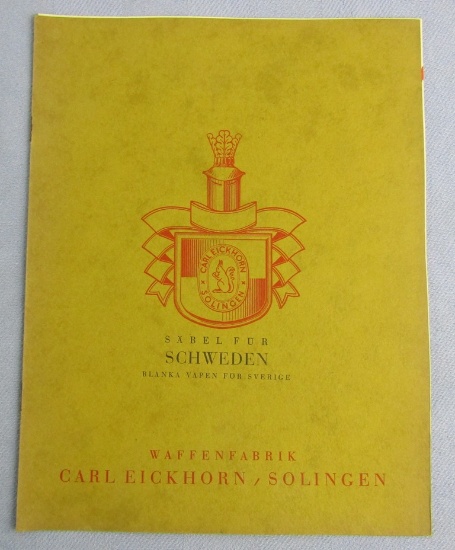 Pre WW2/Early 3rd Reich Edged Weapons Catalog By Carl Eickhorn