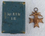Cased WW1 Imperial/Bavarian Merenti Cross Of Military Merit 3rd Class W/Swords-