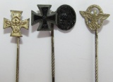 3pcs-WW2 Period Nazi Police 18yr Service Medal-EK1/Wound Badge-Police Eagle Stick Pins