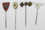 4pcs-WW1/Early WW2 Period German Veteran/Iron Cross Etc.  Stick Pins