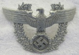 Nazi Police Shako Eagle Front Plate Device-B & N Maker Marked