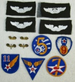 13pcs-WW11 Period U.S. Army Air Force Embroidered Wings/Officer Insignia/Patch Grouping