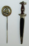 2pcs-WW2 Period NSKK Dagger And SA Member Stick Pins