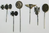 6pcs-Original WWII  Third Reich Period Stick Pins-Iron Cross, Wound Badge Etc.