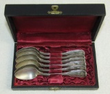 Circa Early 1930's Rare SS Rune Engraved Tea Spoon Set With Case-French Silversmith 