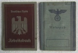 2pcs-Early Third Reich Arbeitsbuch/Named-Nazi Era Wehrpass W/Several Entries/Photo