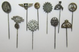 10pcs-Original Third Reich Period Stickpins-Knurled Pins-Some With Maker Marks